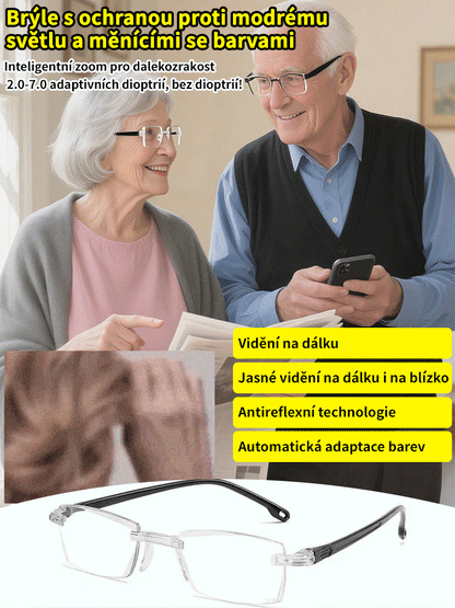 Brýle na čtení měnící barvu proti modrému světlu
